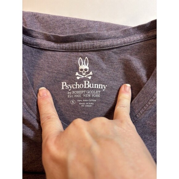 Psycho Bunny Mens Tee Purple 5 V-neck Short Sleeve - Picture 2 of 6